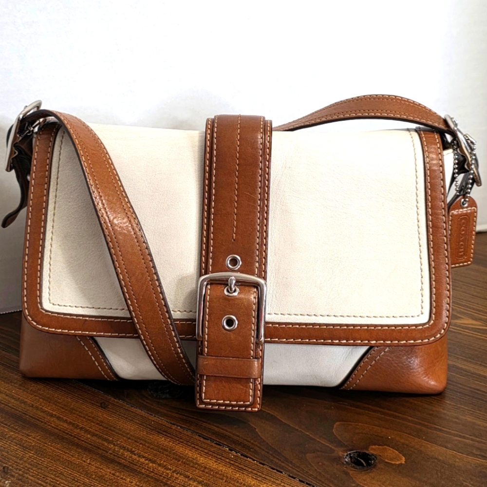Coach Crossbody Bag in Cream and Brown